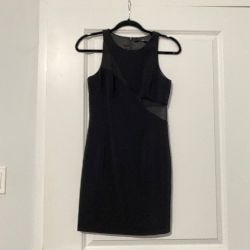 Black Mini Dress with Mesh Cutouts